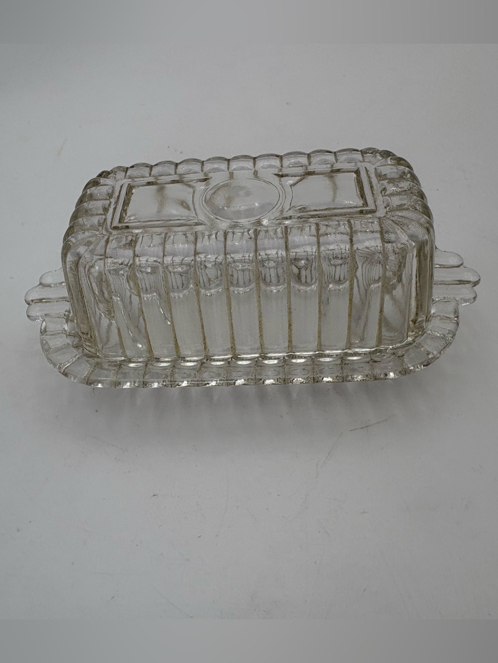 Vintage Hazel Atlas Art Deco Clear Glass 1/2 Stick Butter Dish